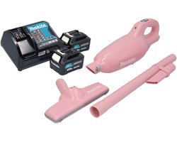 Makita CL 108 FDSMP snoerloze stofzuiger 12 V max. 0,6 L roze + 2x accu 4.0 Ah + lader