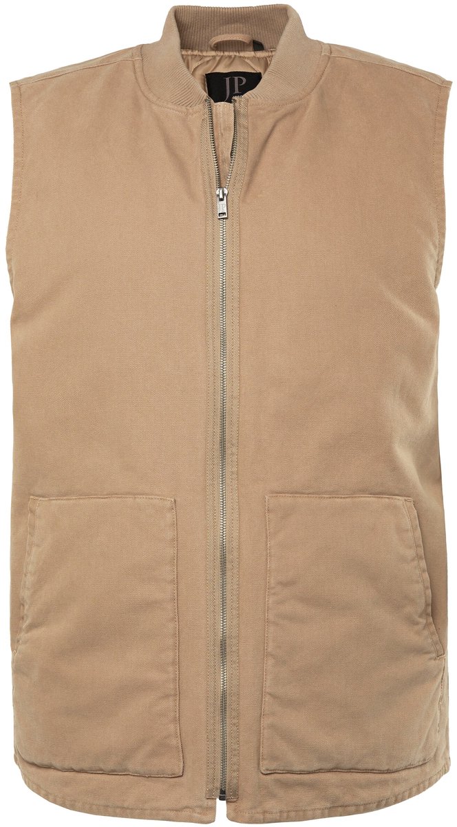 JP 1880 - Heren - Canvas bodywarmer collegekraag - Donkerbeige - Maat XXL