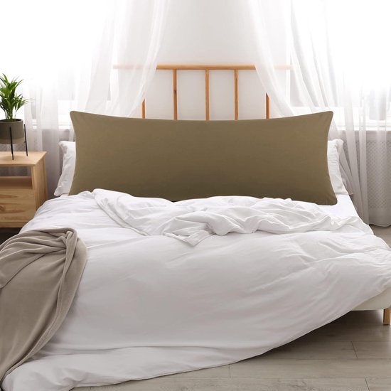 PiccoCasa Set van 2 kussenslopen, 100% microvezel, zijslaapkussen, overtrek, 50 x 150 cm, decoratieve overtrek, kussenhoezen met ritssluiting, bruin