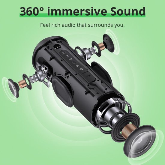 ​Tronsmart T8 Portable Outdoor Speaker 40W Boom 360 Sound IPX7 Waterproof 18H Playtime BeatSync Lights​​ Black van Tronsmart — afbeelding 5