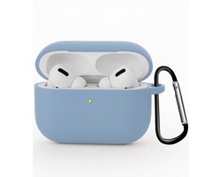Hoesje - Geschikt voor Apple Airpods Pro 3 - Siliconen Hoes met Clip - Silicone Case Cover - Lichtblauw