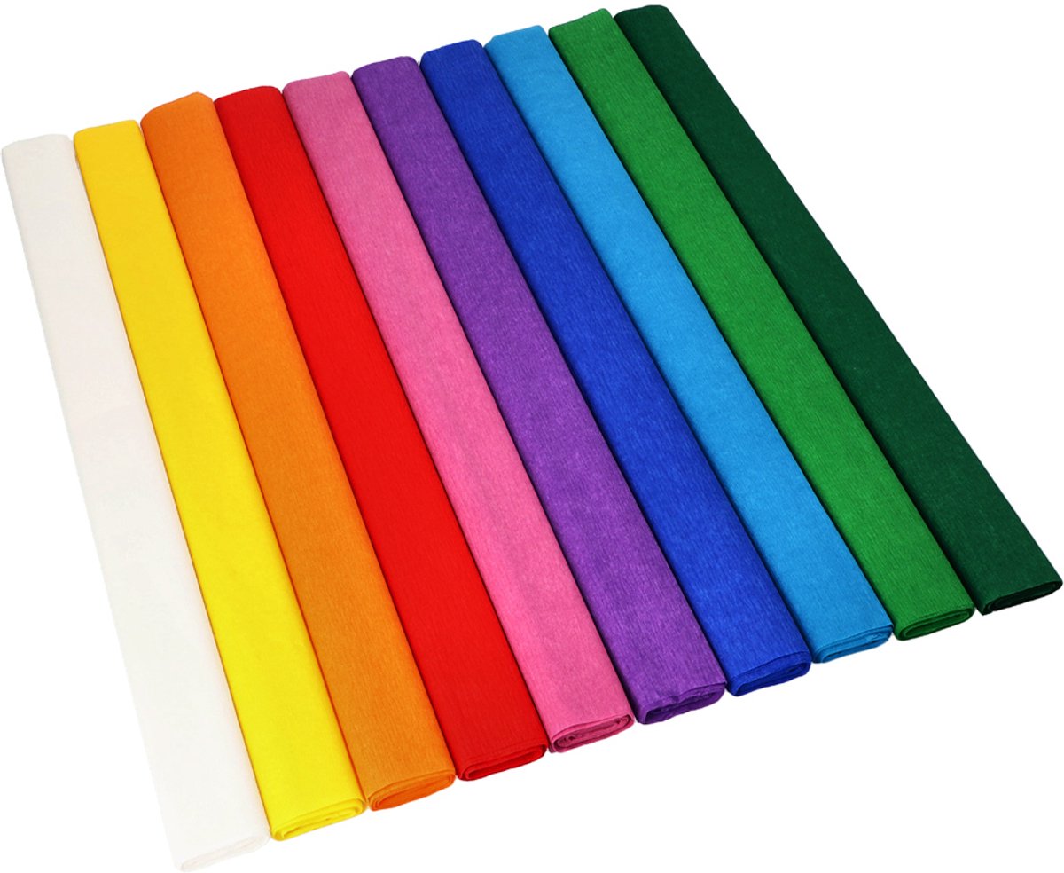 10 Crêpepapier 2,5 m x 50 cm assorti kleuren watervast