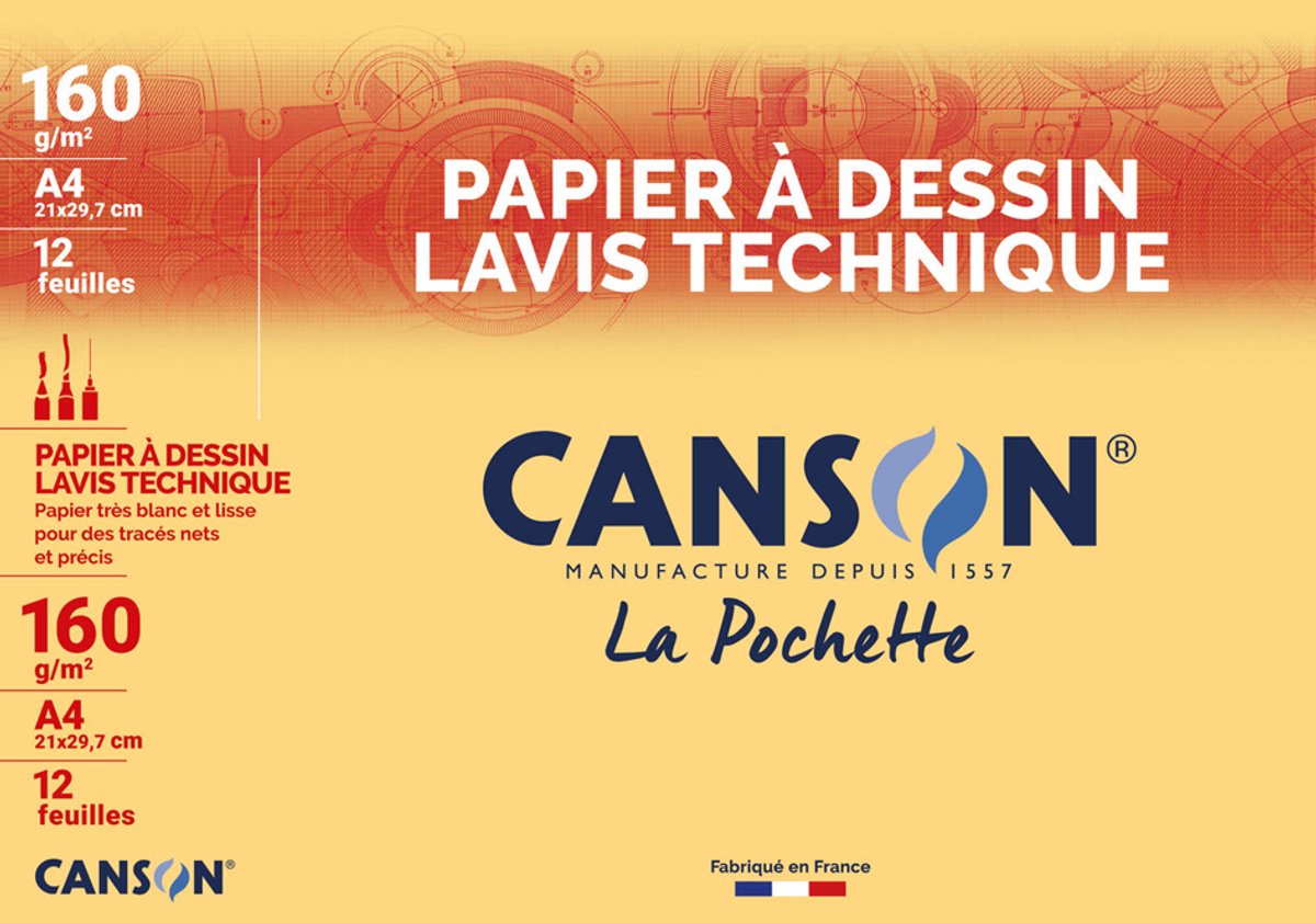Canson technisch tekenpapier A4 160g/m wit 12 vel