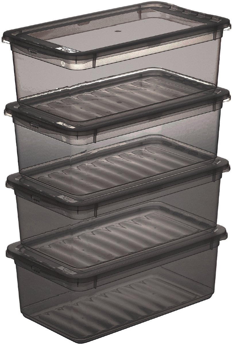 Keeeper opbergboxenset 'bea', 4x 5,6 liter, kristalgrijs