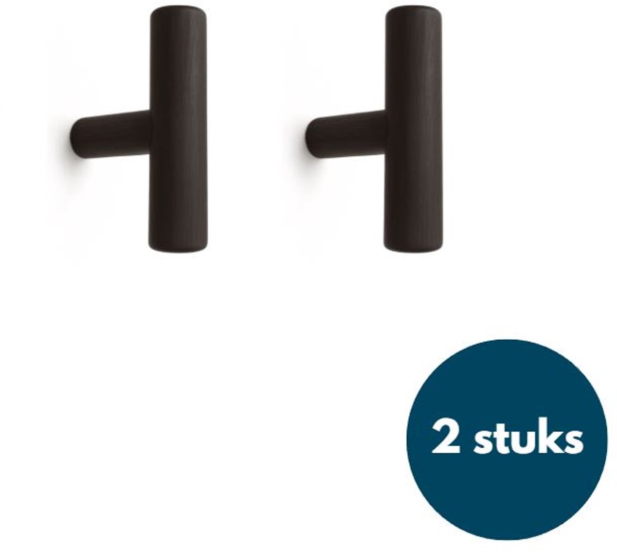 Jashaken hout - Zwart - Kapstok haken - Wandhaken - Wandkapstok - 2 stuks