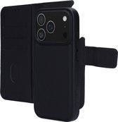Étui Mobiparts pour Apple iPhone 17 Pro - Étui portefeuille 2 en 1 - MagSafe - Cuir véritable - Étui amovible - Fermeture magnétique robuste - Paiement sans contact - Zwart