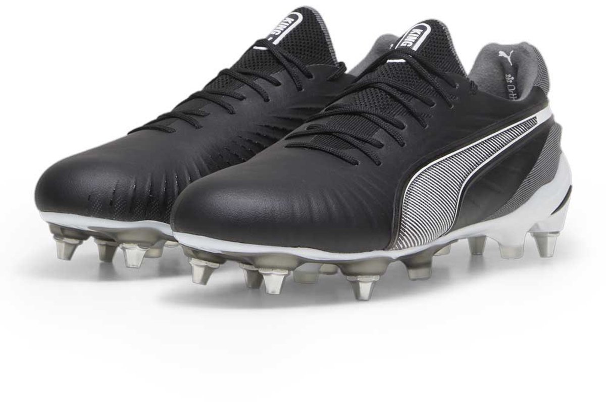 Puma King Ultimate Mxsg voetbalschoenen in zwart, met K-BETTER™ bovenmateriaal en GRIPCONTROL 3D-structuur. EU 42 1/2.