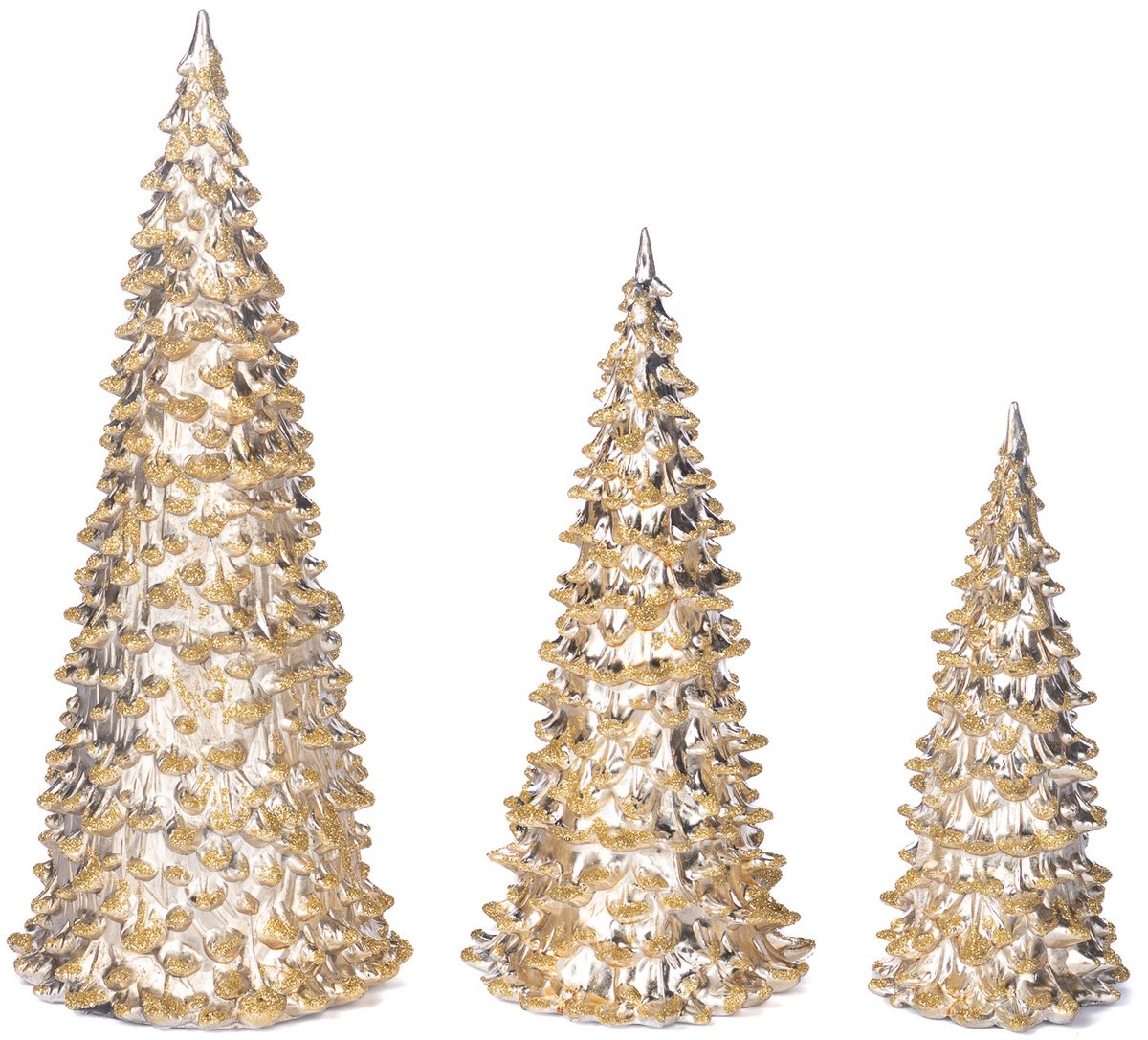 Goodwill Kerstboom Parels Crème-Goud H 15 cm 21 cm 27 cm Voordeelset Per Set van 3 Stuks