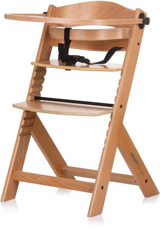 Chaise haute Chipolino Tip Top 2 en 1 - Wood - Convient de 6 mois environ à 15 kg - Assise et repose-pieds réglables en hauteur