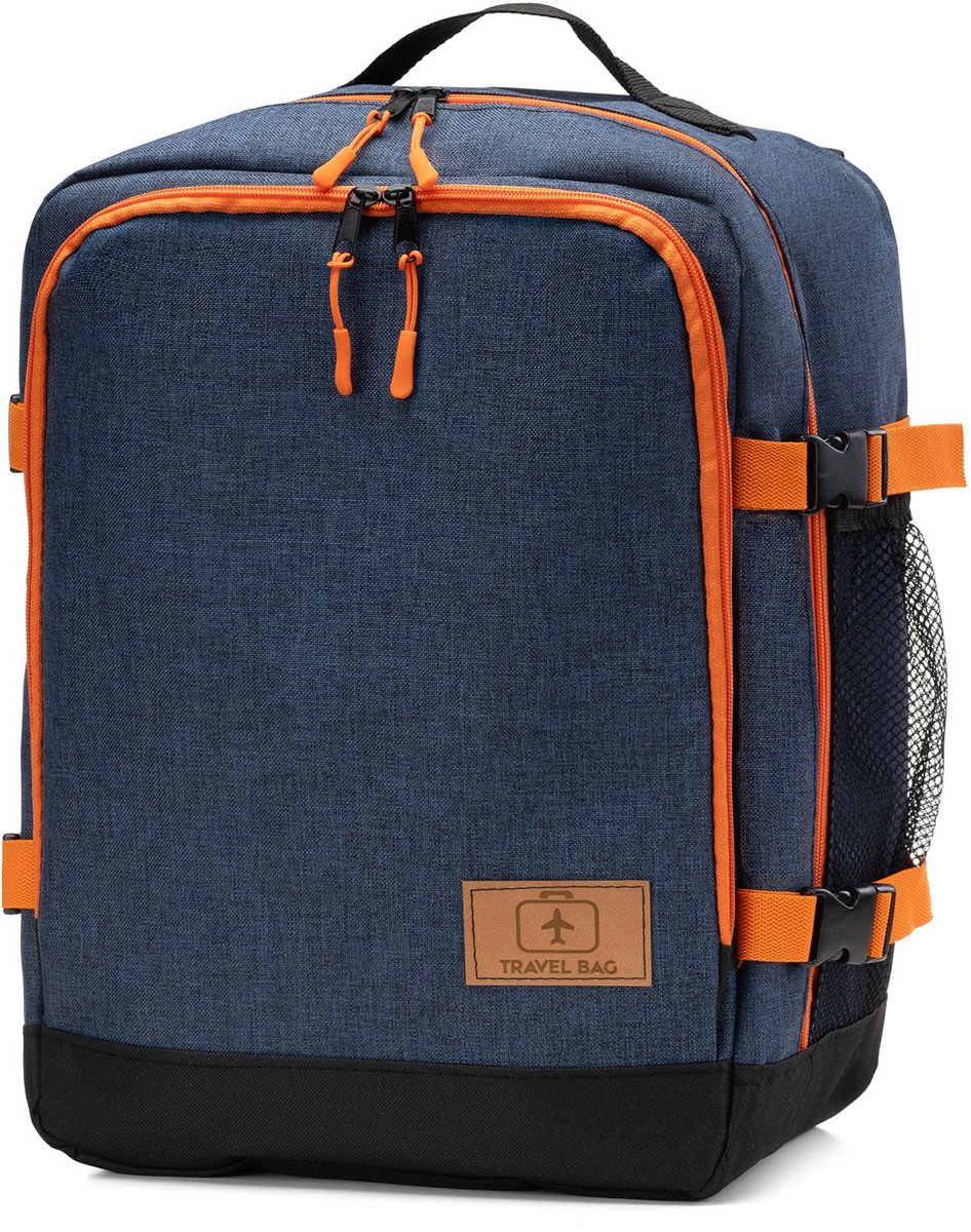 FEROCITY - Handige rugzak voor op reis 40x25x20 cm Multifunctioneel - handbagage koffer - Polyester - Oranje-Blauw REIS