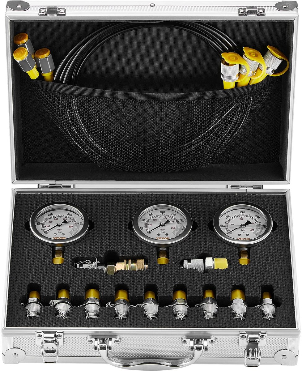 Benelux Select Koelvloeistof Tester – Druktester – Koelvloeistoftester – 3 Meetkoppen & 5 meters – Met Koffer – 32.5 x 30.5 x 11.5 cm