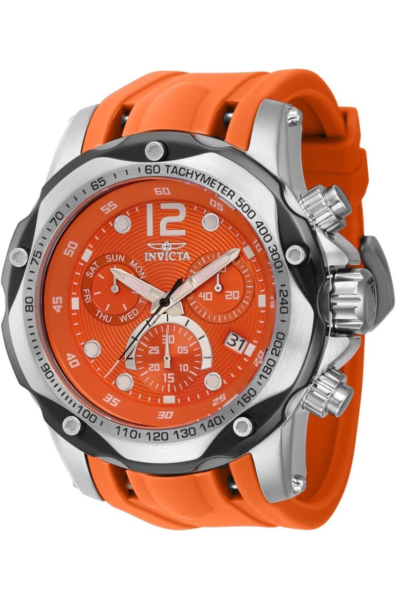 Invicta Speedway 40353 Heren Horloge - Waterdicht - Analoog - Quartz Uurwerk - Roestvrij Staal met oranje Wijzerplaat - 51mm