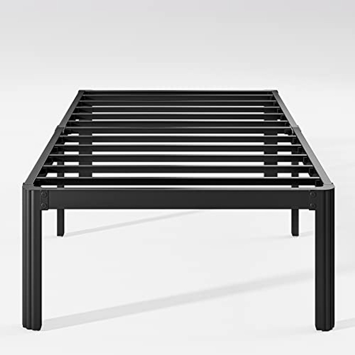 Heavy Duty Twin Bed Frame met Ronde Hoeken - Zwart - Geluidsvrij Platform Bed met Eenvoudige Montage