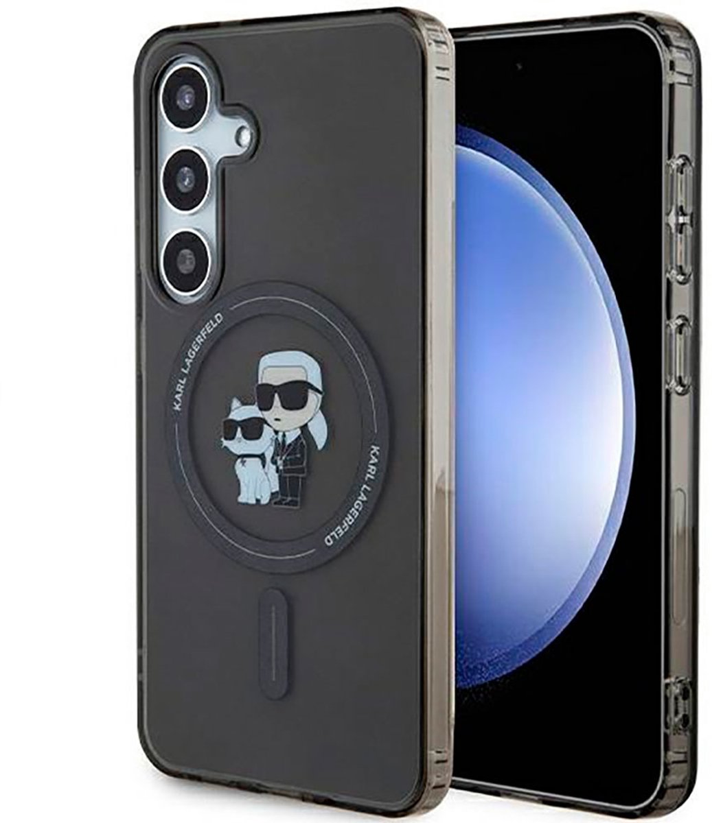 Bescherming Karl Lagerfeld S24 black hardcase IML Karl&Choupette MagSafe