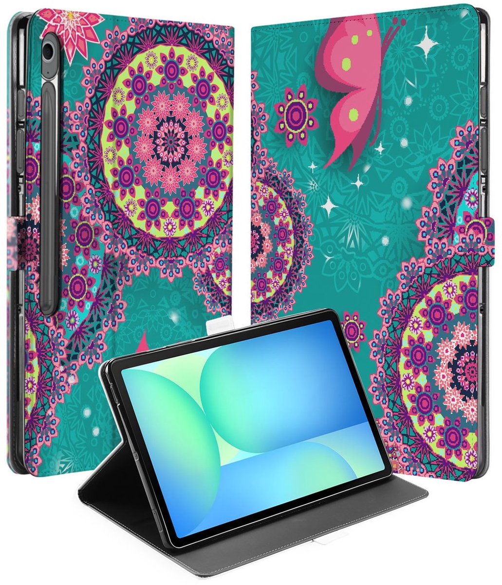 Samsung Galaxy Tab S10 FE Plus Tablet Hoesje Cirkels en Vlinders met Standaard