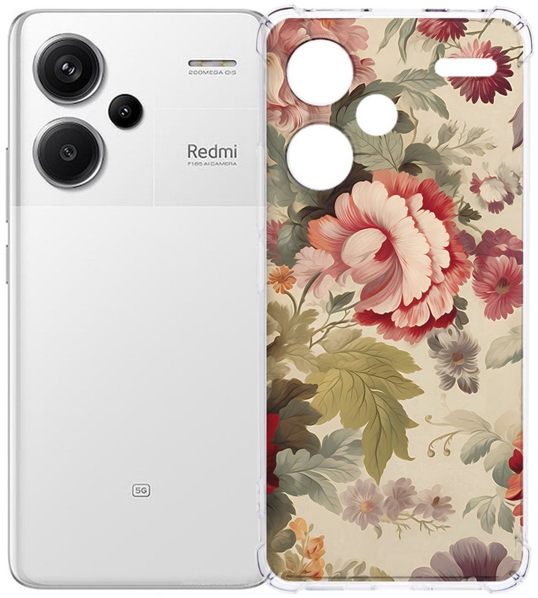 Xiaomi Redmi 13 Pro Plus Hoesje - Bloemen TPU Antishock