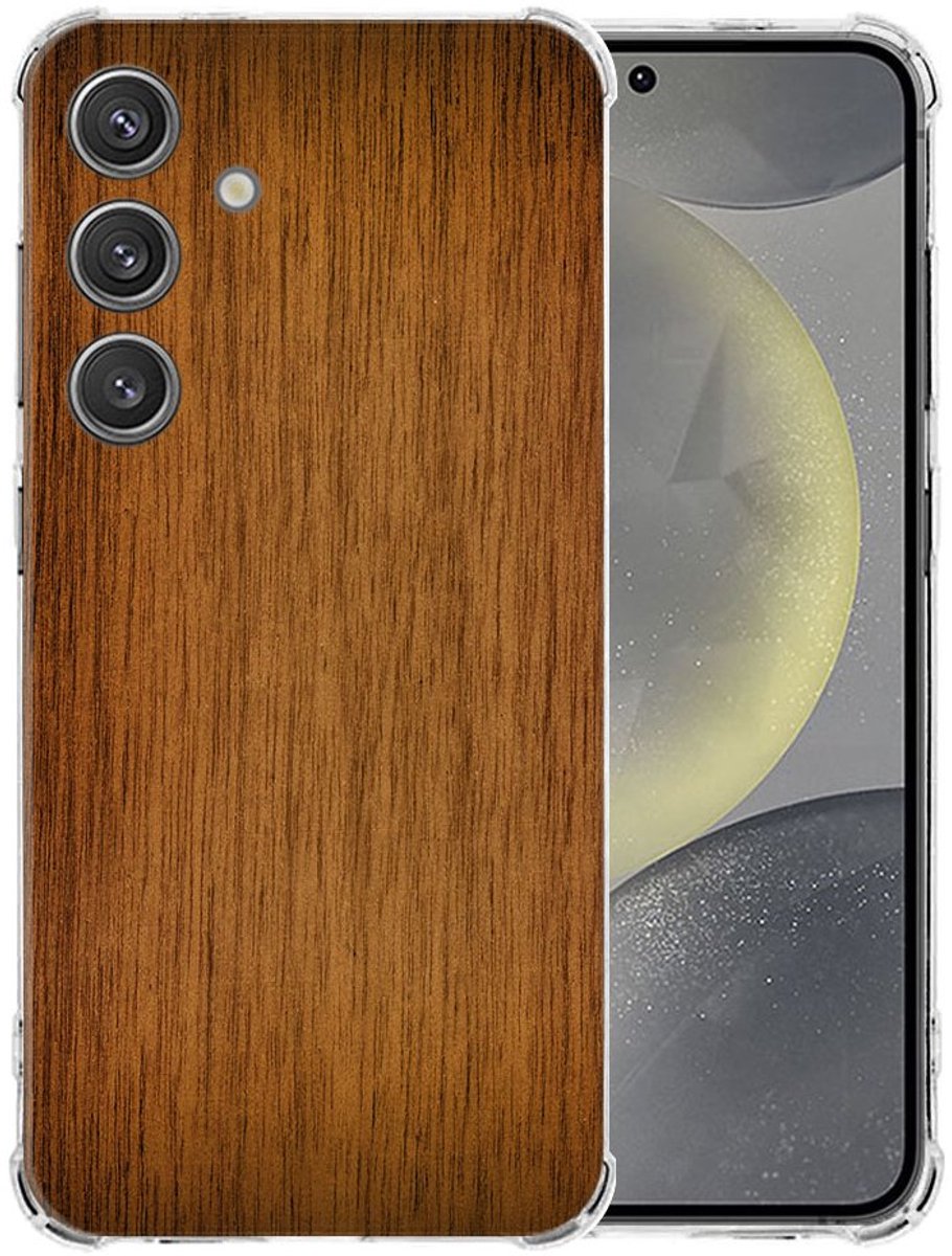 Samsung Galaxy S25 Hoesje - Donker Hout TPU Antishock