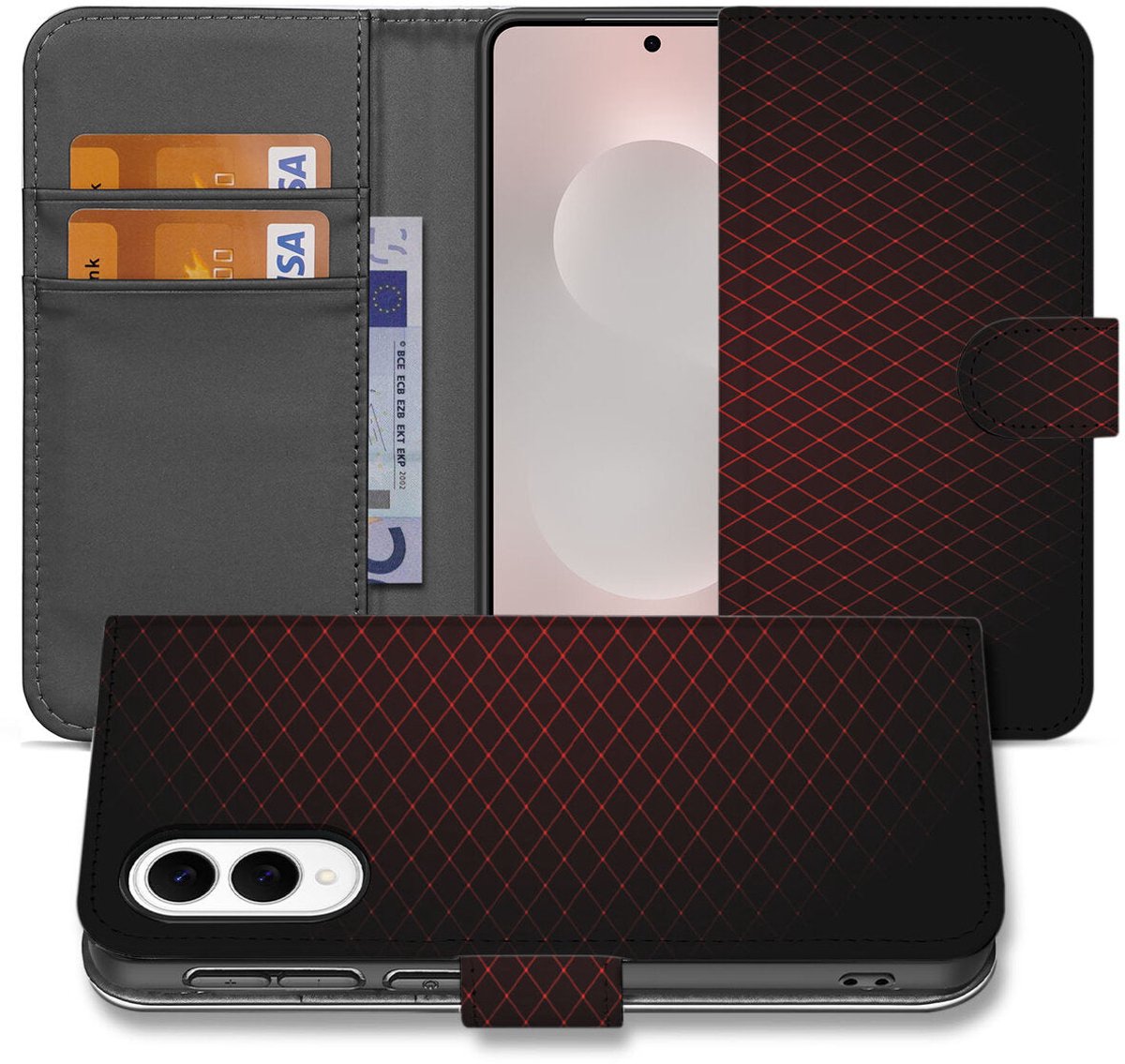 Samsung Galaxy S25 Edge Telefoon Hoesje Geruit Rood