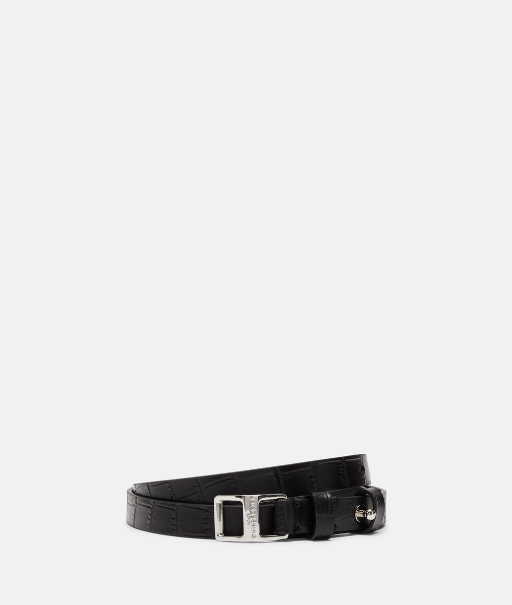 LIEBESKIND BERLIN Leren Riem Tailleband Lora Croco Belt 1,9 CM W105 Black Zwart