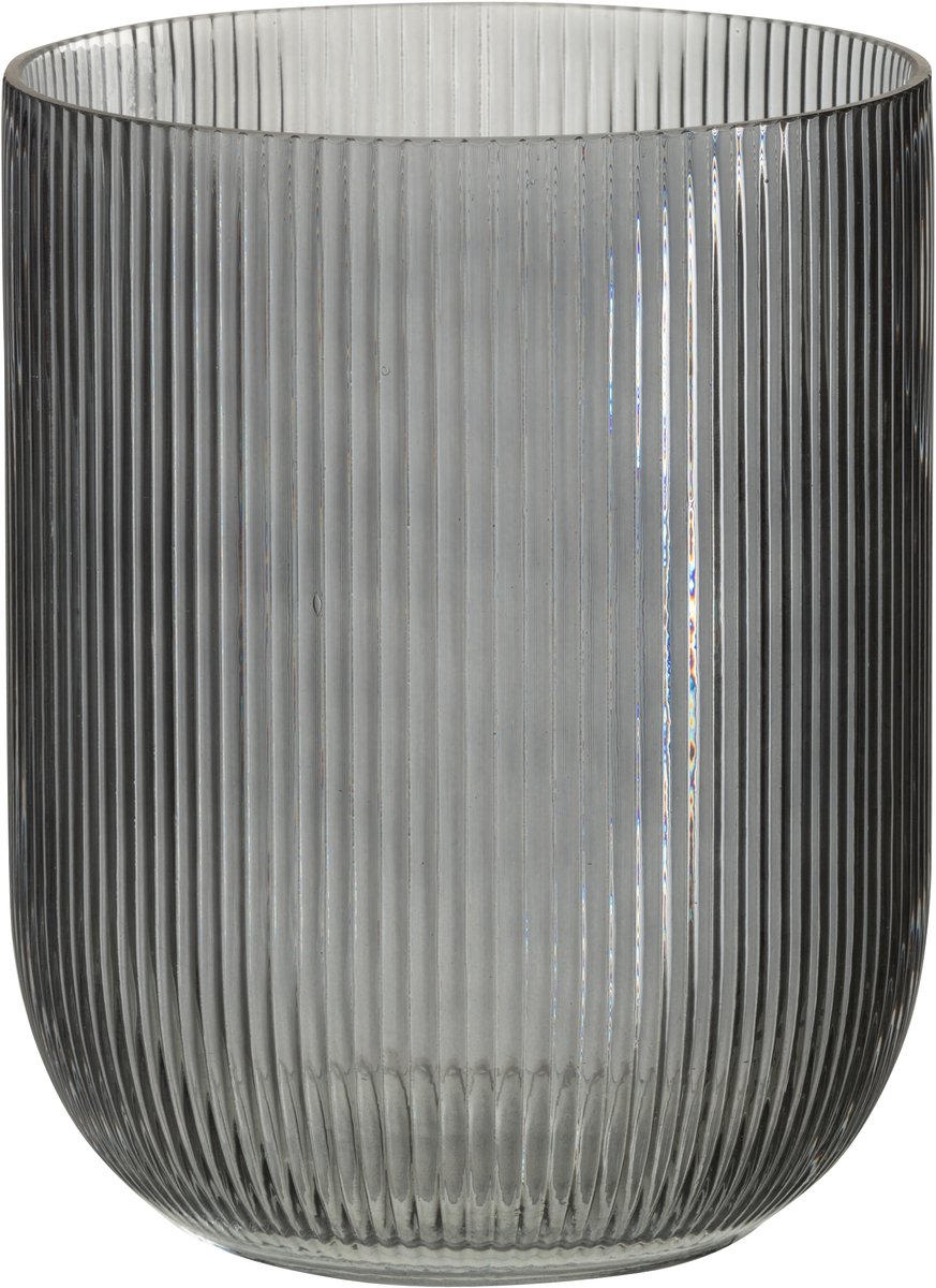 J-Line vaas Gestreept - glas - zwart - medium