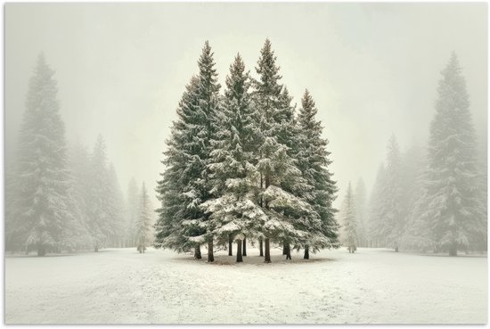 Poster 120x80 cm - Bomen - Sneeuw - Wit - Posters - Kamer decoratie - Wanddecoratie woonkamer - Muurdecoratie slaapkamer