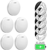 SAVS SM11 Rookmelder 5-pack - 10 jaar batterij - Rookmelders met extra dun design - Geen LED lampje - Montage zonder boren - Voldoet aan Europese norm - Brandalarm