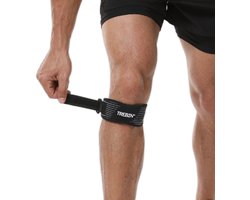 Trebin Patellabrace - Patella Band met Siliconen Drukpunten - Geschikt bij Jumpers Knee, Runners Knee en Knieklachten - One Size Verstelbaar - Voor Dames en Heren - Zwart