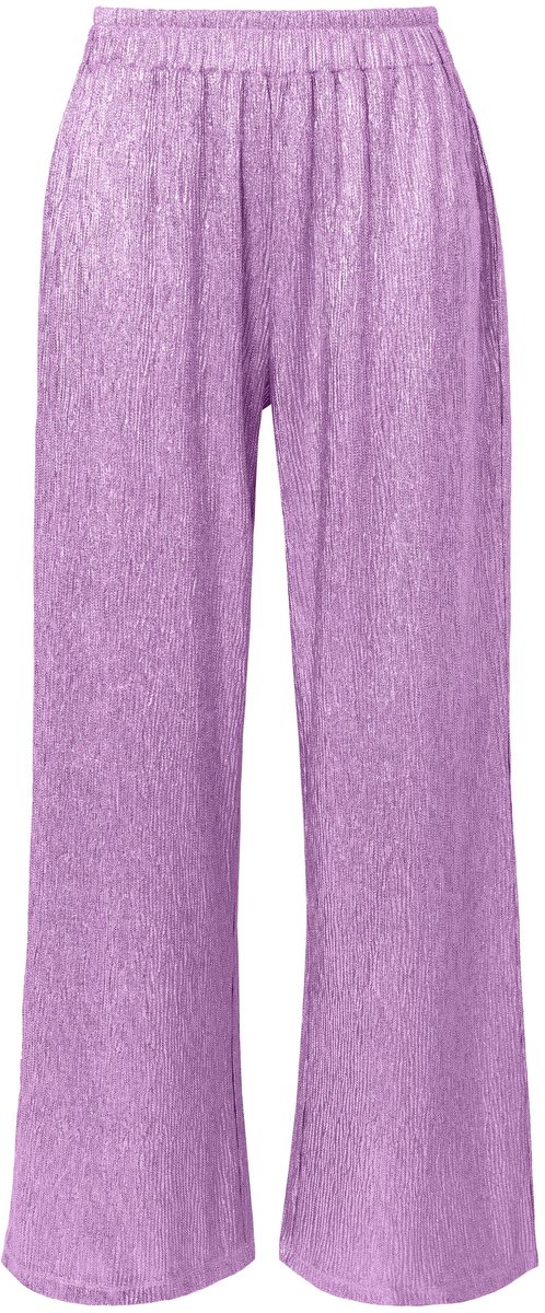 Studio Untold - Dames - Glitterbroek wide straight legs glittereffect - Donker magenta - Maat 44