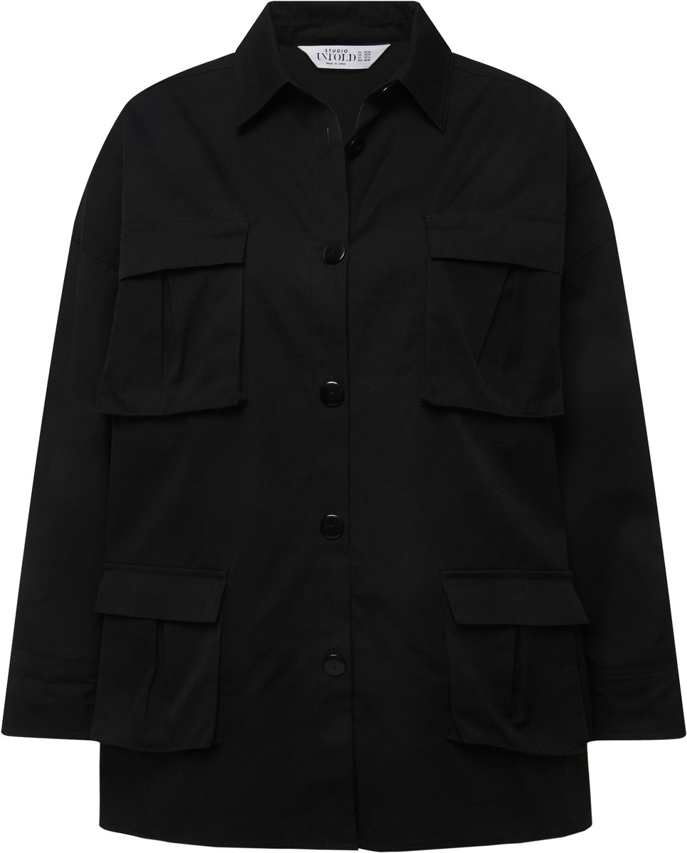 Studio Untold - Dames - Overhemdjasje oversized utility-stijl overhemdkraag - Zwart - Maat XL