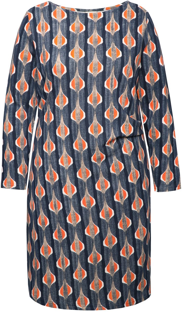 Ulla Popken Dames - sweatjurk bootnek lange mouwen biologisch katoen - Zwart - Maat 54+