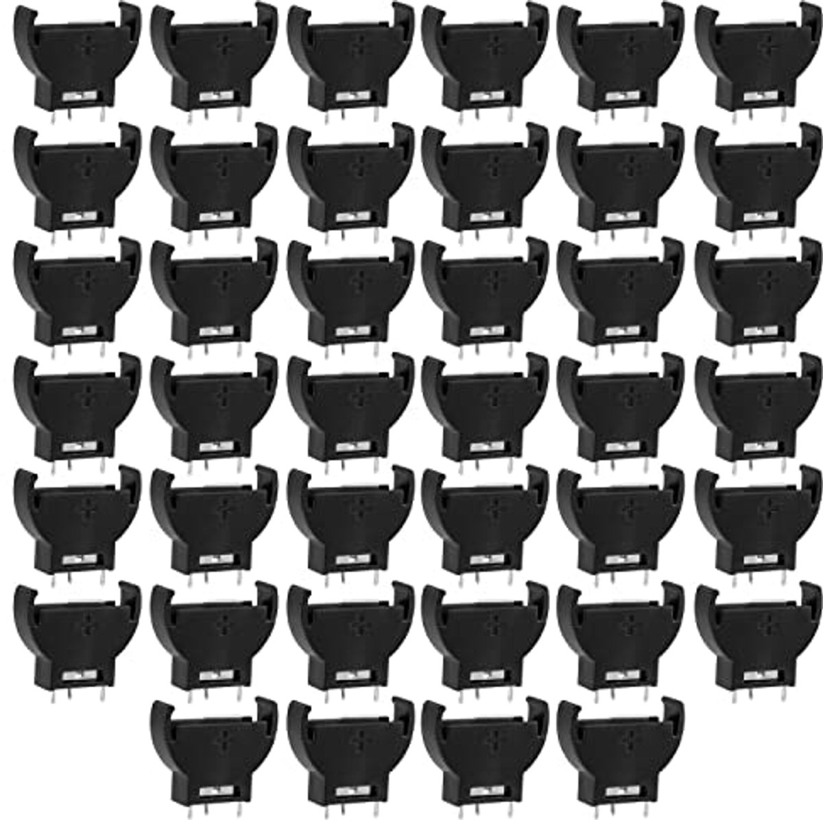 40 stuks batterijhouder CR2032 en CR2025 met knop – Draagbare accuadapters voor 3V – Zwart