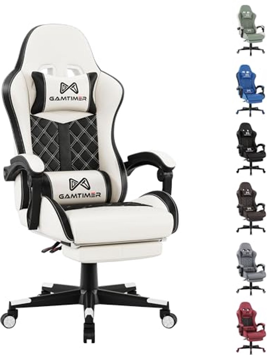 Ergonomische Gamingstoel met Voetensteun en Lendensteun - Verstelbaar en Draaibaar