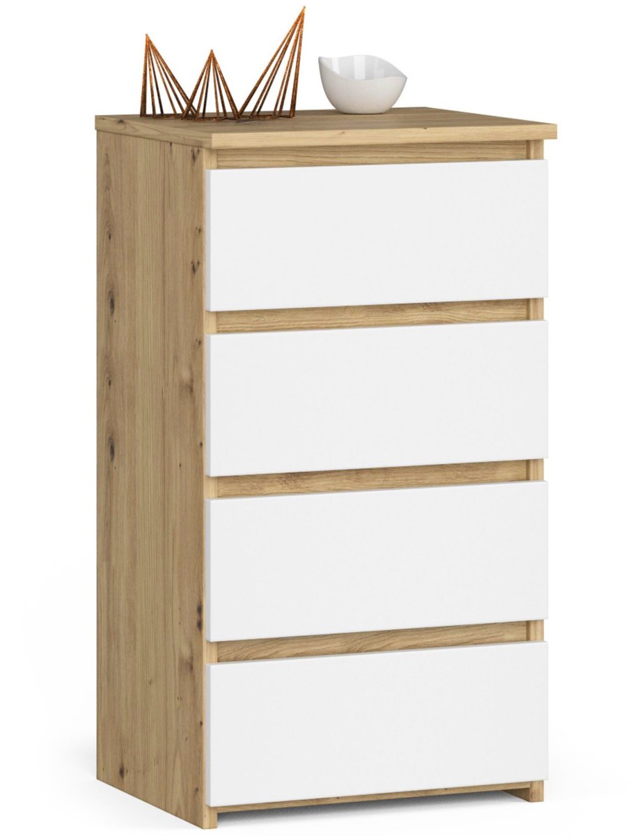Kommode CL4 met 4 Lades / AKORD Furniture Factory / Artisan Eik - Wit / 40x74x35 cm