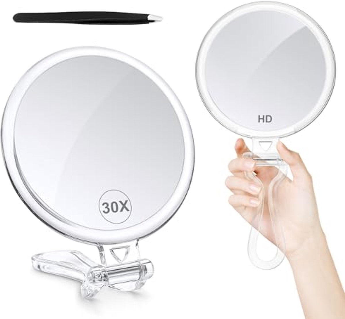 Vergrootspiegel 30X Handheld - Dubbelzijdige Spiegel voor Oogmake-up en Reizen