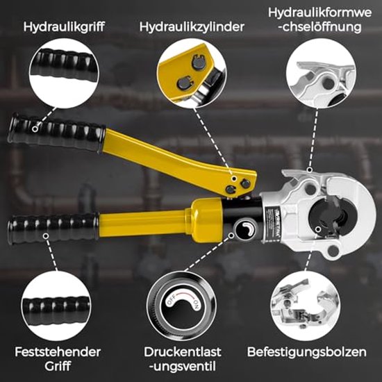Perstang V-contour buiskrimptang 360° draaibare PEX