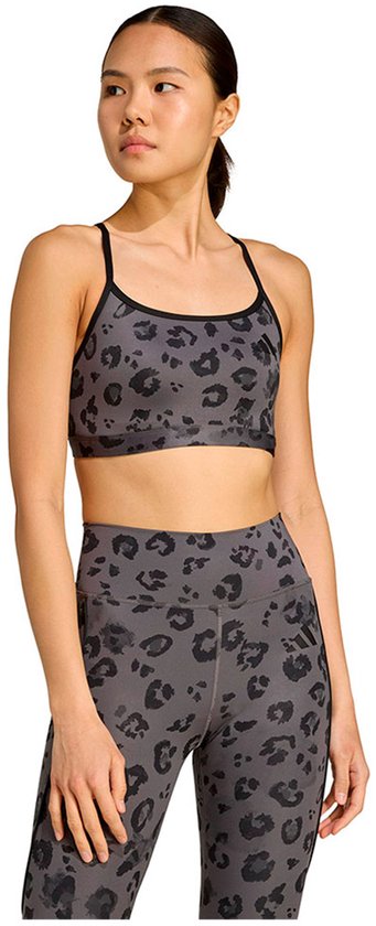 adidas Powerreact Essentials Print Sportbeha Grijs Maat M (C-D)
