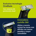 Philips OneBlade Pro 360: 'Exclusieve OneBlade technologie' met 'dubbel beschermingssysteem' en 'innovatieve 360° mes'.