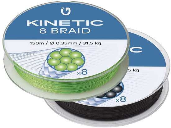 Kinetic 8 Braid - Vert Fluo - 150m - 0.16mm - 12.0kg - Fil Tressé - Vert