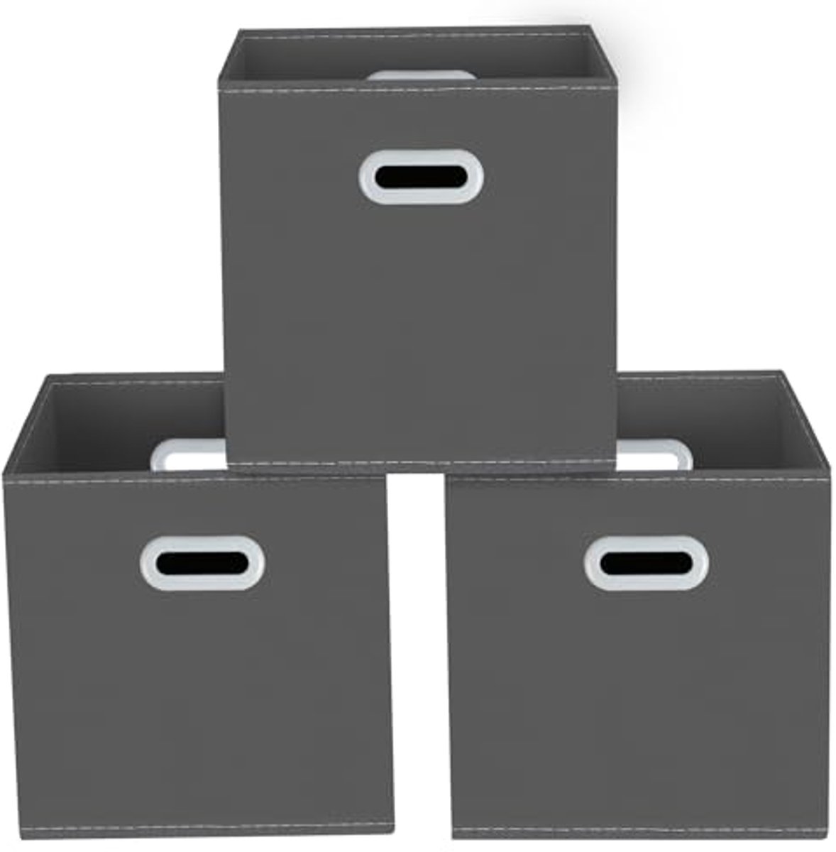 Opbergbakken Kubussen - Set van 3 Opvouwbare Organizer Bakken - Grijs - 11x11x11 inch