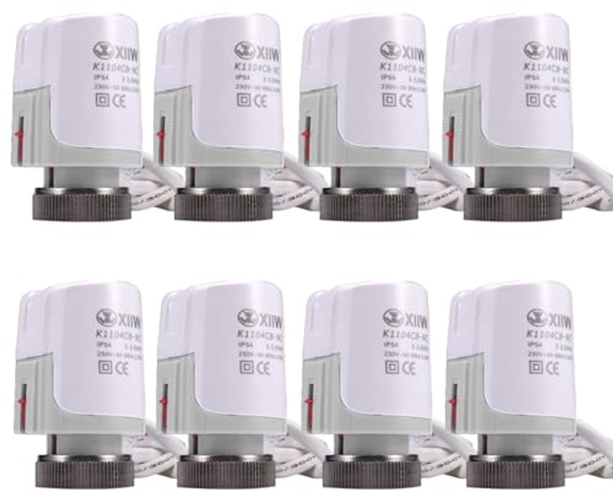 8 x Servomotoren voor Vloerverwarming, Thermische Aandrijving, Stroomloos, NC M30 x 1,5