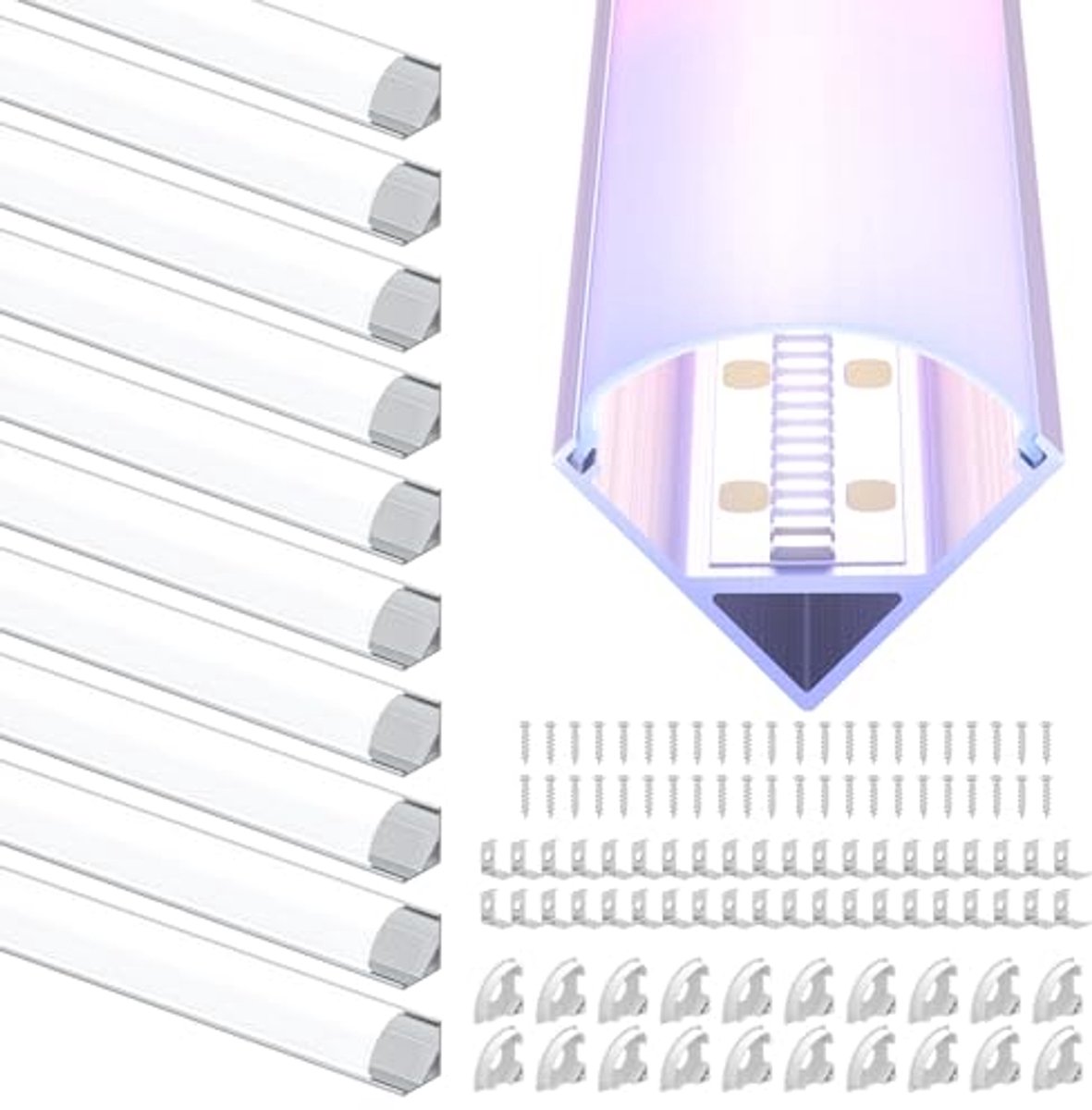 Hoekprofiel 1 meter voor LED-strips - Aluminium U-profiel met matte afdekking