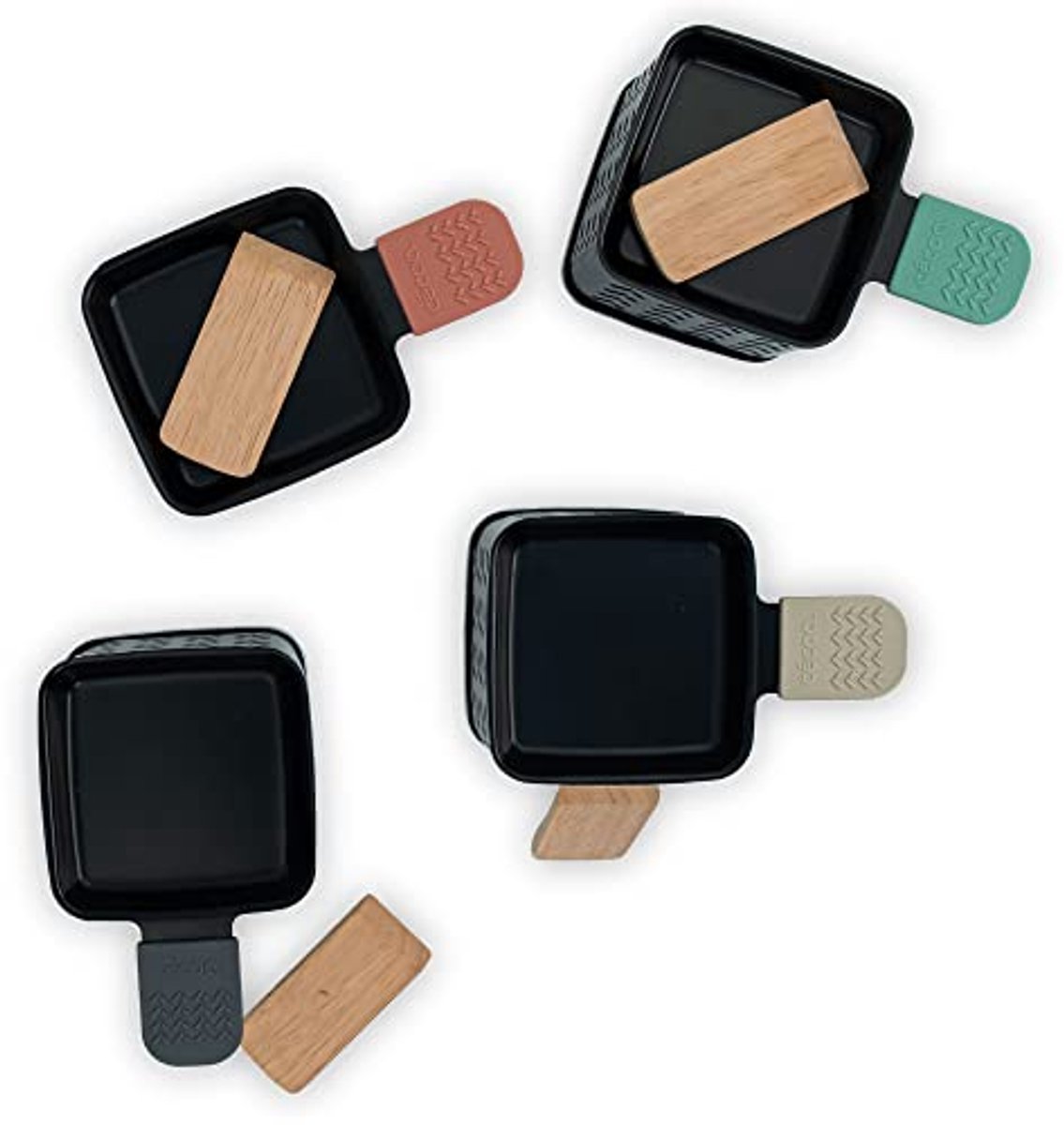 Set van 4 kaarswissers voor raclette - Smelt kaas in 2 minuten - Compact en stroomloos — cadeau in Kookcadeaus - foto 4