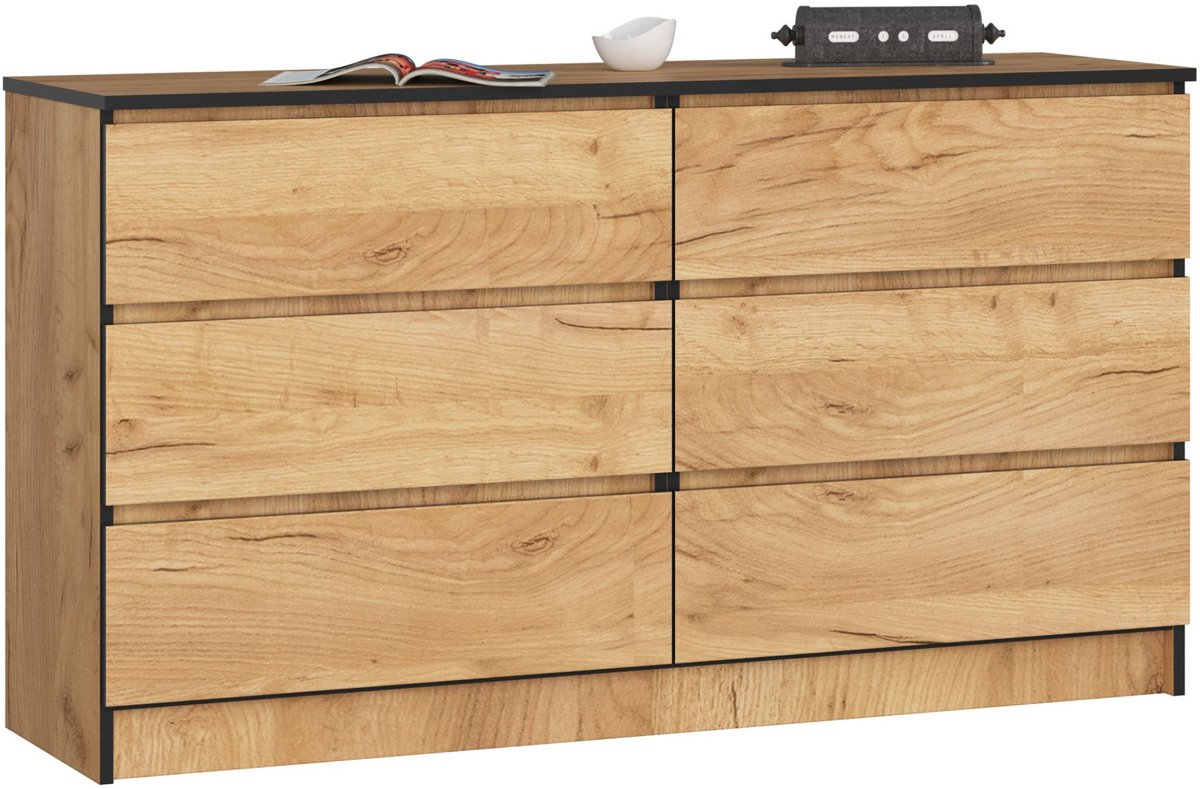 Akord Ladekast K140 met 6 Lades / AKORD Furniture Factory / Craft Eik / 138 x 77 x 40 cm