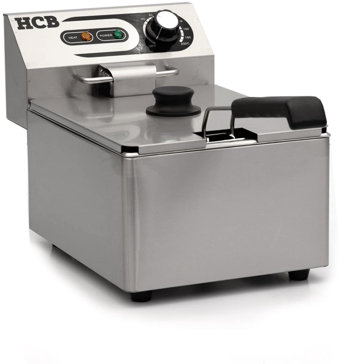 HCB® - Professionele Horeca frituurpan - Friteuse - 6 liter - 230V - RVS - 26.5x42x29 cm (BxDxH)