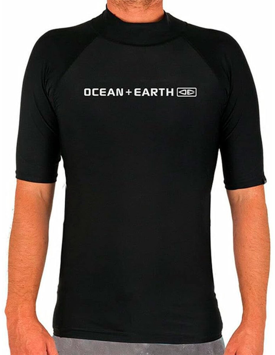 Ocean & Earth Script Korte Mouw Rash Guard Zwart L Man