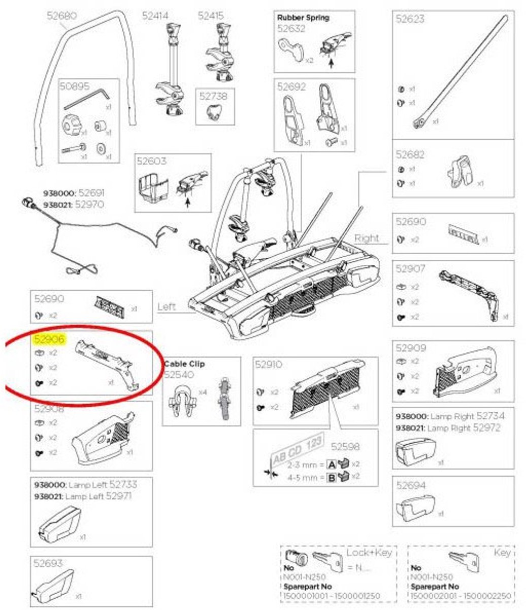 Thule Left End Plastic 938 Velospace Reserveonderdeel Zwart