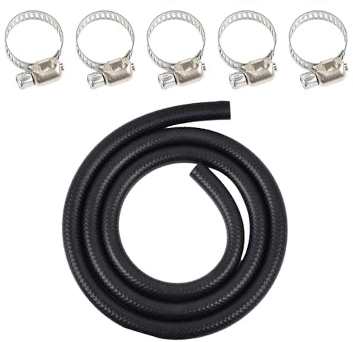 3 Meter Brandstofslang met 8 mm Binnendiameter en 5 Slangklemmen voor Grasmaaiers, Auto's en Kleine Motoren