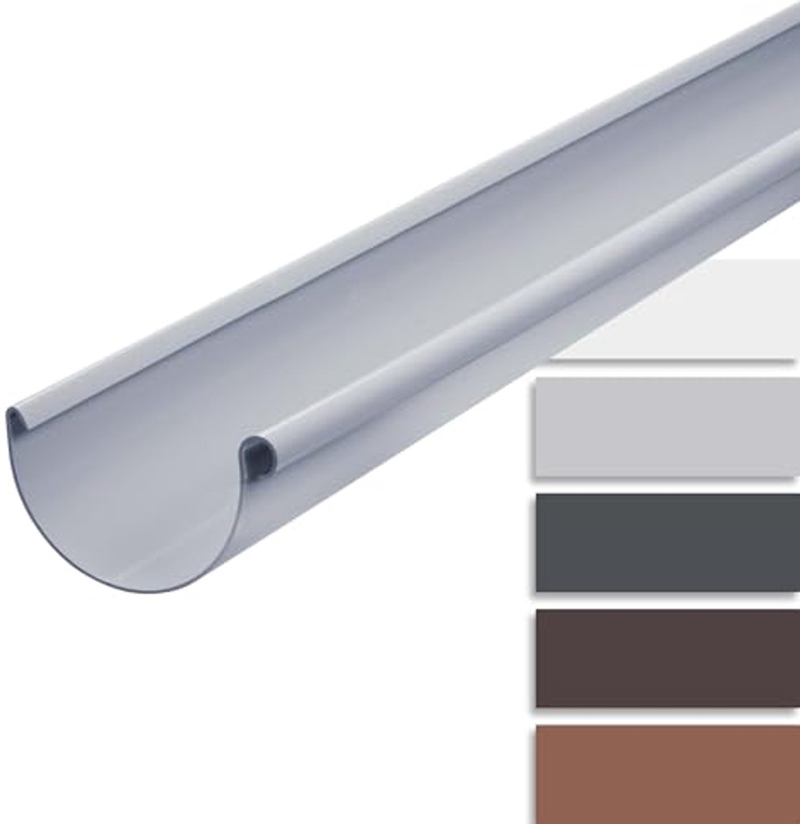 Halfronde kunststof goot – 200 cm – 125 mm – Grijs