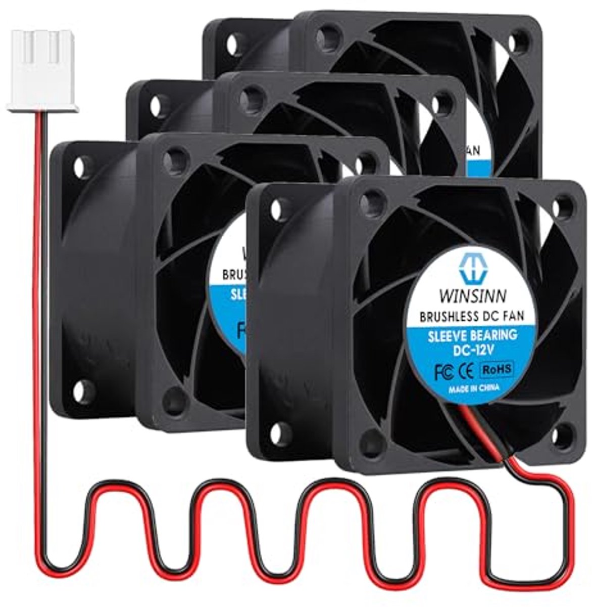Image of 40mm DC 12V Koelventilator met Mouwlager - 4 Stuks - 40x28mm