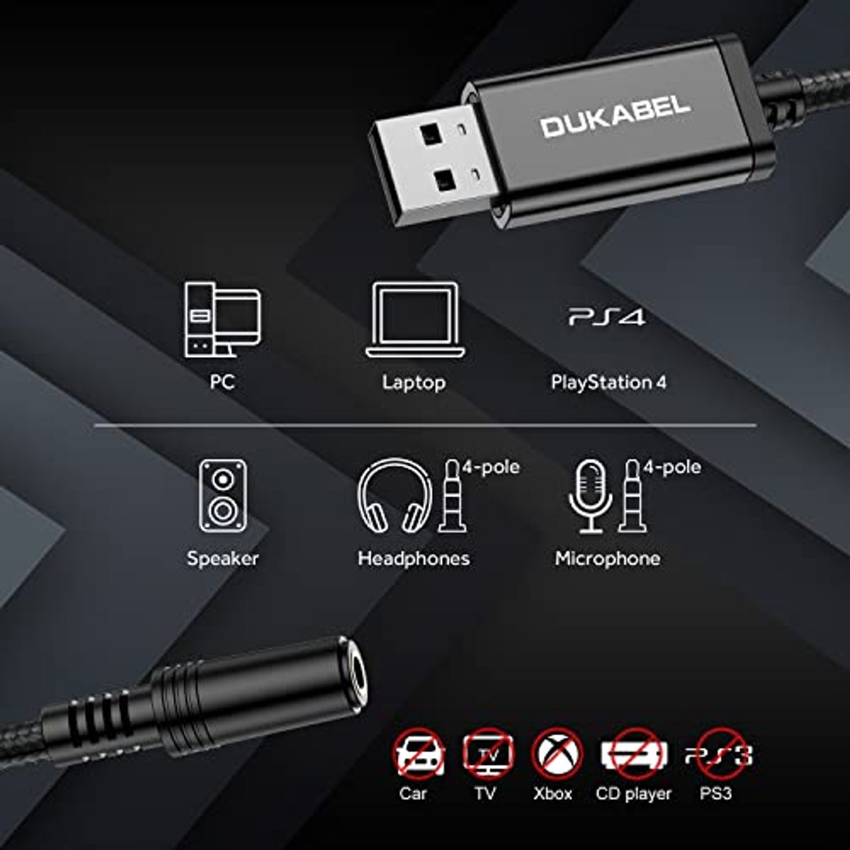 USB naar 3,5 mm Jack Audio-Adapter voor PC en Gaming